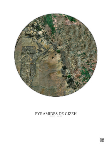 Pyramides De Gizeh Satellite View Poster 5km Color | Gravura – Light background