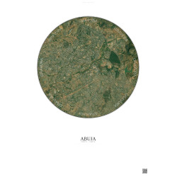 Affiche Abuja – Poster vue satellite 6km Couleur | Gravura – Fond clair