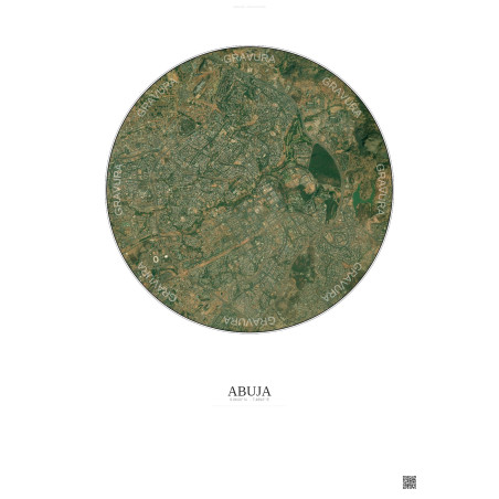 Abuja Satellite View Poster 6km Color | Gravura – Light background