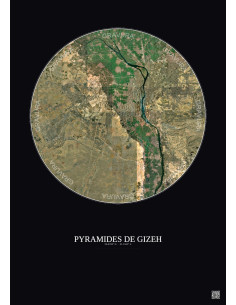 Pyramides De Gizeh Satellite View Poster 30km Color | Gravura – Dark background