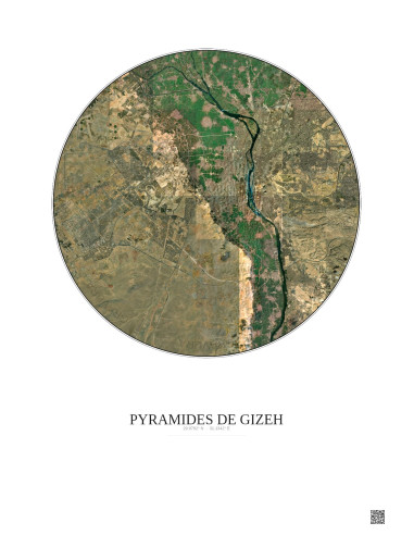 Pyramides De Gizeh Satellite View Poster 30km Color | Gravura – Light background