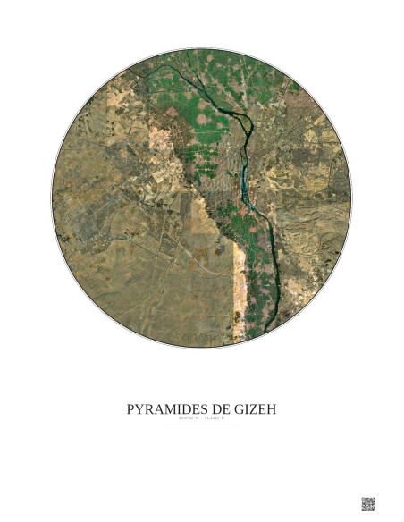 Pyramides De Gizeh Satellite View Poster 30km Color | Gravura – Light background