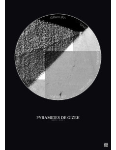 Pyramides De Gizeh Satellite View Poster 0.1km B&W | Gravura – Dark background