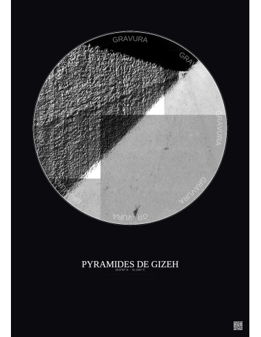 Pyramides De Gizeh Satellite View Poster 0.1km B&W | Gravura – Dark background