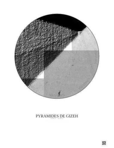 Affiche Pyramides De Gizeh – Poster vue satellite 0.1km N&B | Gravura – Fond clair