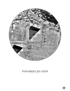 Pyramides De Gizeh Satellite View Poster 0.5km B&W | Gravura – Light background