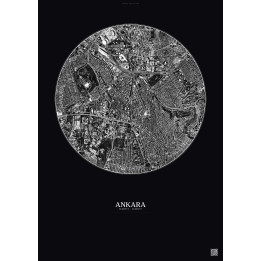 Affiche Ankara – Poster vue satellite 2.5km N&B | Gravura – Fond foncé