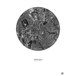 Affiche Ankara – Poster vue satellite 2.5km N&B | Gravura – Fond clair