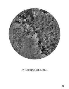 Pyramides De Gizeh Satellite View Poster 5km B&W | Gravura – Light background