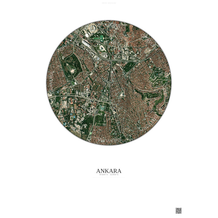 Affiche Ankara – Poster vue satellite 2.5km Couleur | Gravura – Fond clair