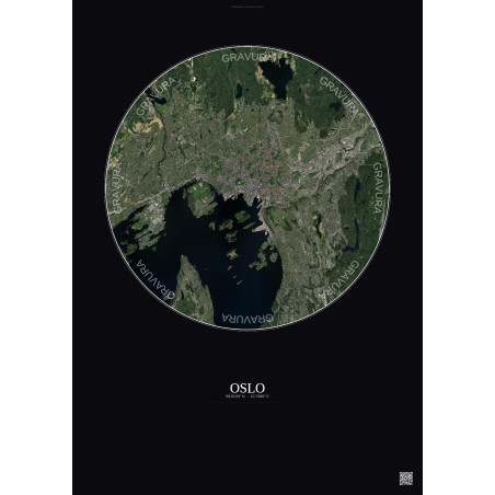 Affiche Oslo – Poster vue satellite 10km Couleur | Gravura – Fond foncé