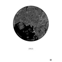 Affiche Oslo – Poster vue satellite 6km N&B | Gravura – Fond clair