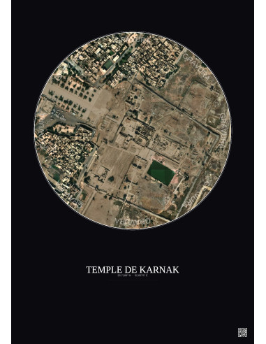 Temple De Karnak Satellite View Poster 0.5km Color | Gravura – Dark background