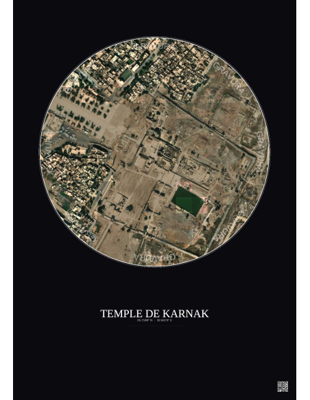 Temple De Karnak Satellite View Poster 0.5km Color | Gravura – Dark background
