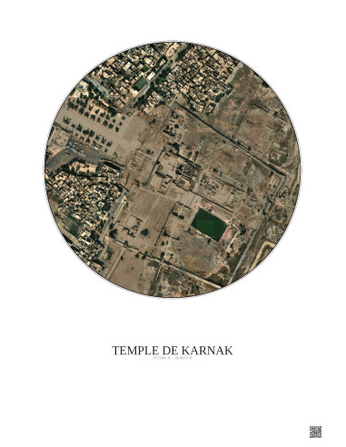 Temple De Karnak Satellite View Poster 0.5km Color | Gravura – Light background