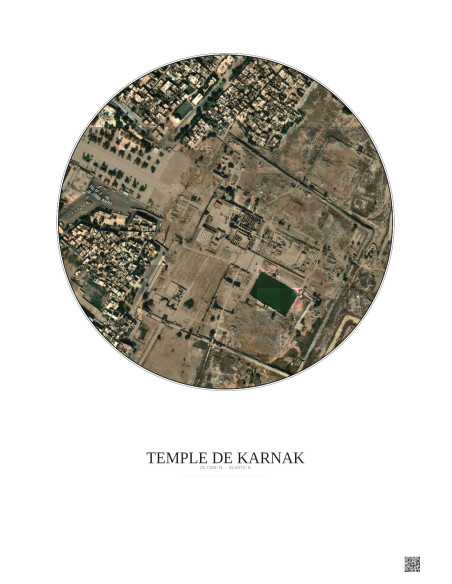 Temple De Karnak Satellite View Poster 0.5km Color | Gravura – Light background