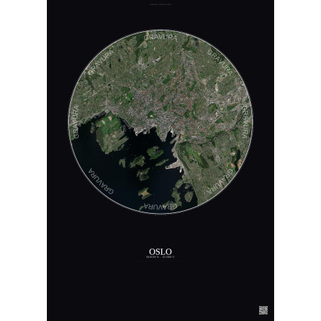Affiche Oslo – Poster vue satellite 6km Couleur | Gravura – Fond foncé
