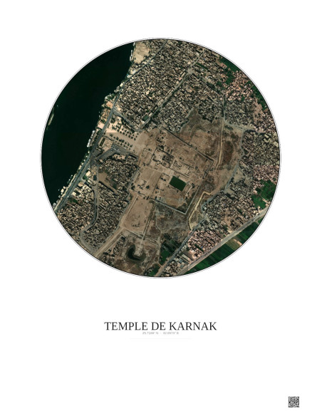 Affiche Temple De Karnak – Poster vue satellite 1km Couleur | Gravura – Fond clair