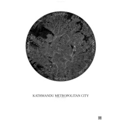 Affiche Kathmandu Metropolitan City – Poster vue satellite 10km N&B | Gravura – Fond clair