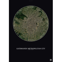 Affiche Kathmandu Metropolitan City – Poster vue satellite 10km Couleur | Gravura – Fond foncé