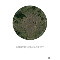 Affiche Kathmandu Metropolitan City – Poster vue satellite 10km Couleur | Gravura – Fond clair