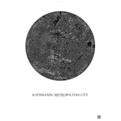 Affiche Kathmandu Metropolitan City – Poster vue satellite 2.5km N&B | Gravura – Fond clair