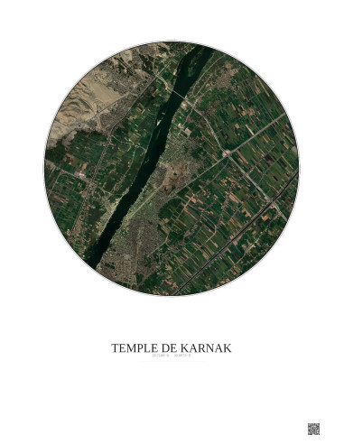 Affiche Temple De Karnak – Poster vue satellite 5km Couleur | Gravura – Fond clair