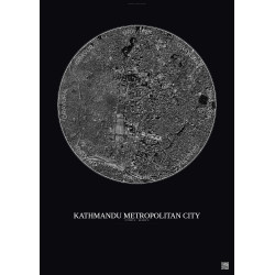 Affiche Kathmandu Metropolitan City – Poster vue satellite 2.5km N&B | Gravura – Fond foncé