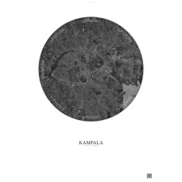 Affiche Kampala – Poster vue satellite 10km N&B | Gravura – Fond clair