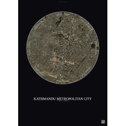 Affiche Kathmandu Metropolitan City – Poster vue satellite 2.5km Couleur | Gravura – Fond foncé