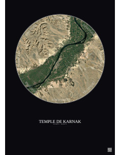 Affiche Temple De Karnak – Poster vue satellite 20km Couleur | Gravura – Fond foncé