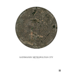Affiche Kathmandu Metropolitan City – Poster vue satellite 2.5km Couleur | Gravura – Fond clair