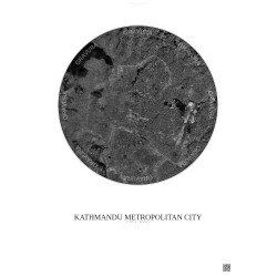 Affiche Kathmandu Metropolitan City – Poster vue satellite 6km N&B | Gravura – Fond clair