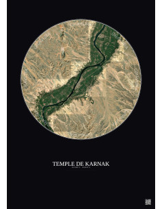 Affiche Temple De Karnak – Poster vue satellite 30km Couleur | Gravura – Fond foncé