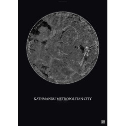 Affiche Kathmandu Metropolitan City – Poster vue satellite 6km N&B | Gravura – Fond foncé