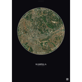 Affiche Kampala – Poster vue satellite 2.5km Couleur | Gravura – Fond foncé