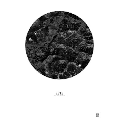Sete Satellite View Poster 10km B&W | Gravura – Light background