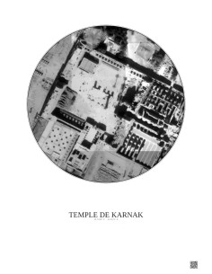 Affiche Temple De Karnak – Poster vue satellite 0.1km N&B | Gravura – Fond clair