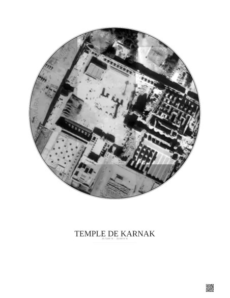 Temple De Karnak Satellite View Poster 0.1km B&W | Gravura – Light background