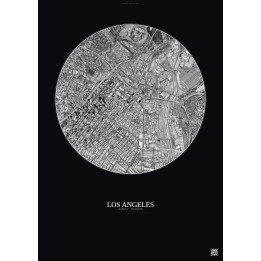 Affiche Los Angeles – Poster vue satellite 2.5km N&B | Gravura – Fond foncé