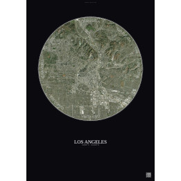 Affiche Los Angeles – Poster vue satellite 10km Couleur | Gravura – Fond foncé