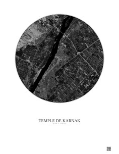 Temple De Karnak Satellite View Poster 5km B&W | Gravura – Light background