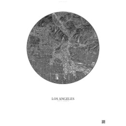 Affiche Los Angeles – Poster vue satellite 10km N&B | Gravura – Fond clair