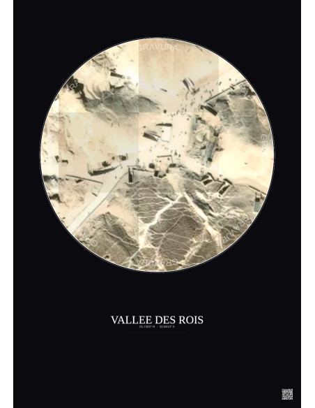 Vallee Des Rois Satellite View Poster 0.1km Color | Gravura – Dark background