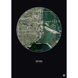 Affiche Miami – Poster vue satellite 5km Couleur | Gravura – Fond foncé