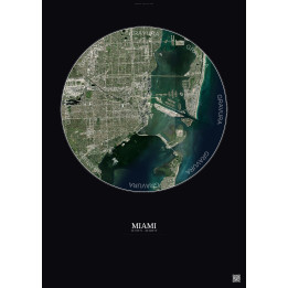 Affiche Miami – Poster vue satellite 10km Couleur | Gravura – Fond foncé
