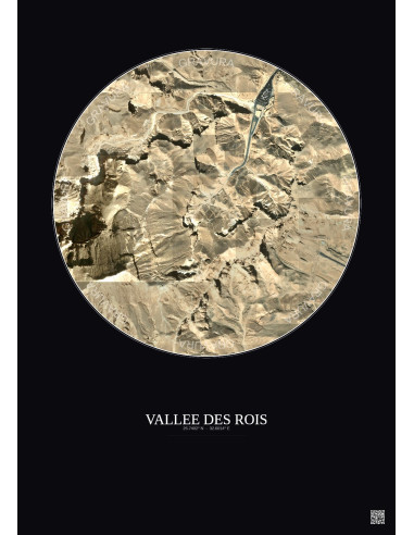 Vallee Des Rois Satellite View Poster 1km Color | Gravura – Dark background