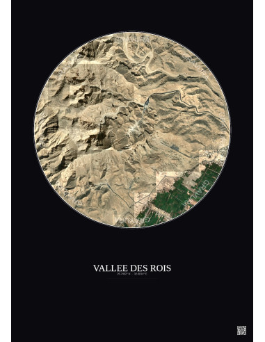 Vallee Des Rois Satellite View Poster 2.5km Color | Gravura – Dark background