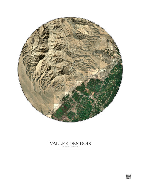 Affiche Vallee Des Rois – Poster vue satellite 5km Couleur | Gravura – Fond clair