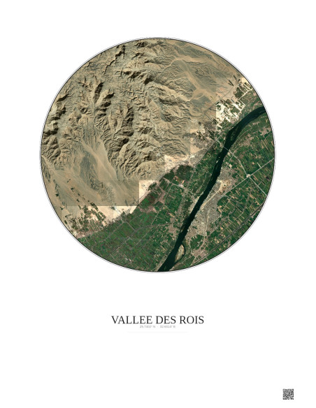 Affiche Vallee Des Rois – Poster vue satellite 10km Couleur | Gravura – Fond clair